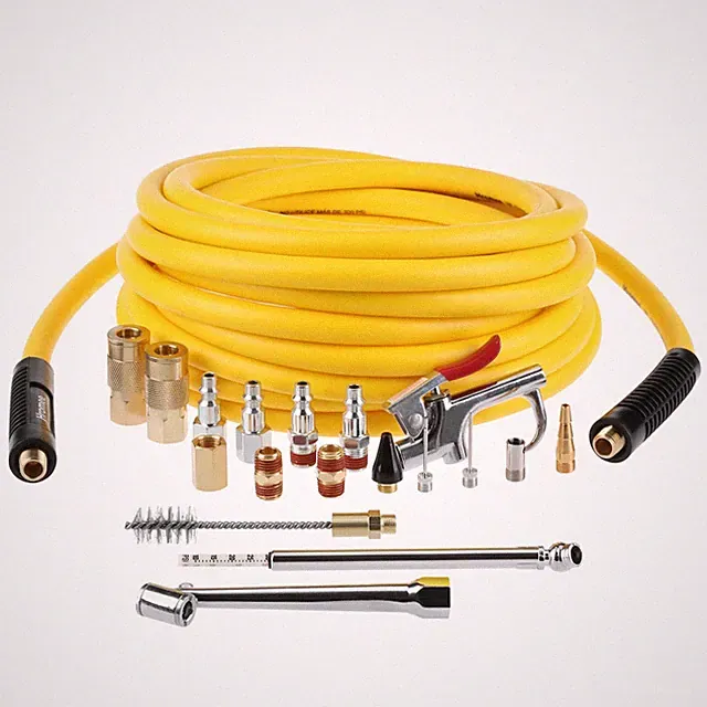 19 PCS Air Compressor Accessories Kit 3/8 Inch x 25ft Hybrid Hose Gauge Brush