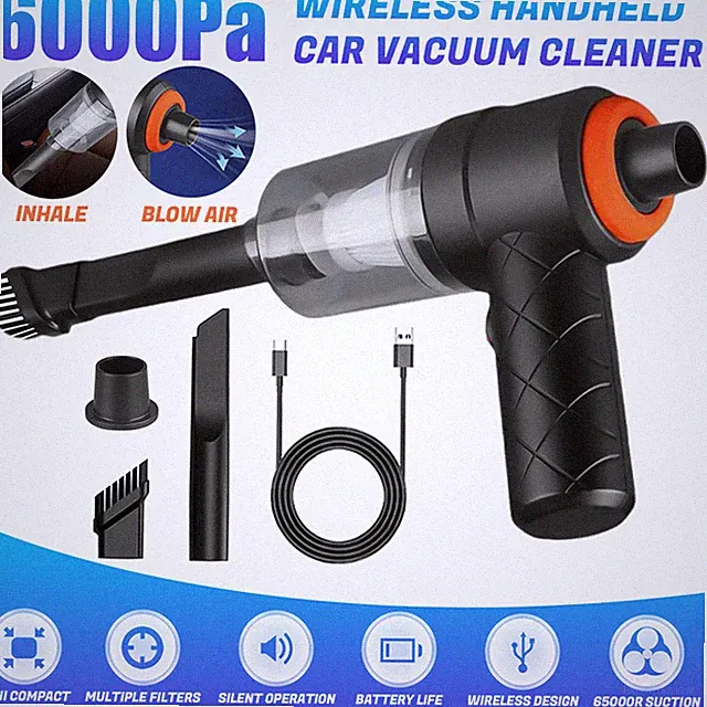 Electric Air Duster Cordless Handheld Vacuum Cleaner & Mini Blower for Car Home