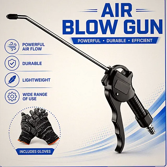 High Flow Air Blow Gun Long Reach Angled Nozzle Compressor Cleaning Tool
