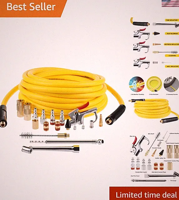 Multi-Functional Air Accessory Kit with Hybrid Hose, Blow Gun & Inflating Tools
